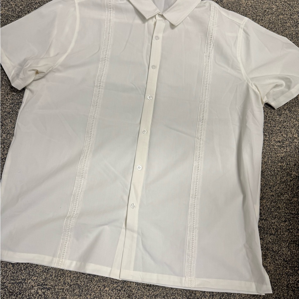 Coofandy White Casual Button Down Shirt with Pointed Collar